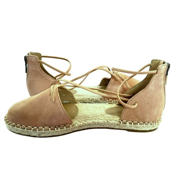 Eileen Fisher ESPADRILLES Suede d'Orsay Laced Close Toe Sandals Bk Zip 6.5M NEW - Picture 1 of 7